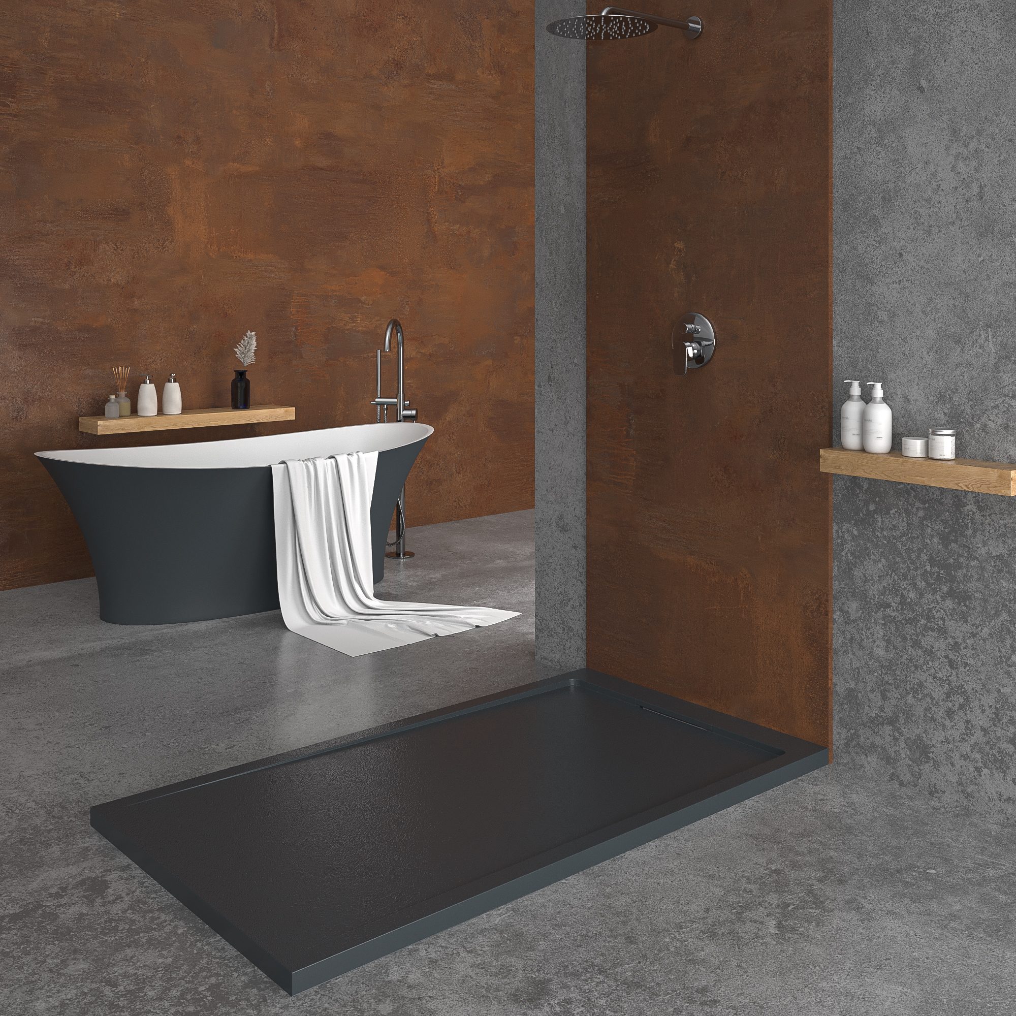 Shower tray white and anthracite
